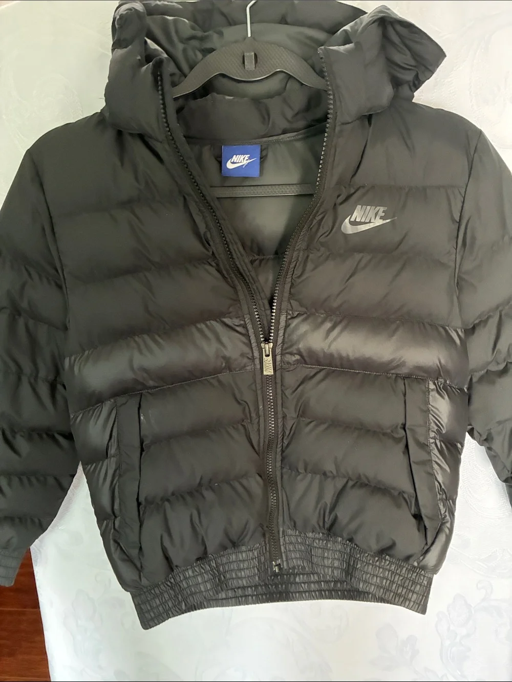 Boys Nike Black Quilted Puffer Jacket with Hood